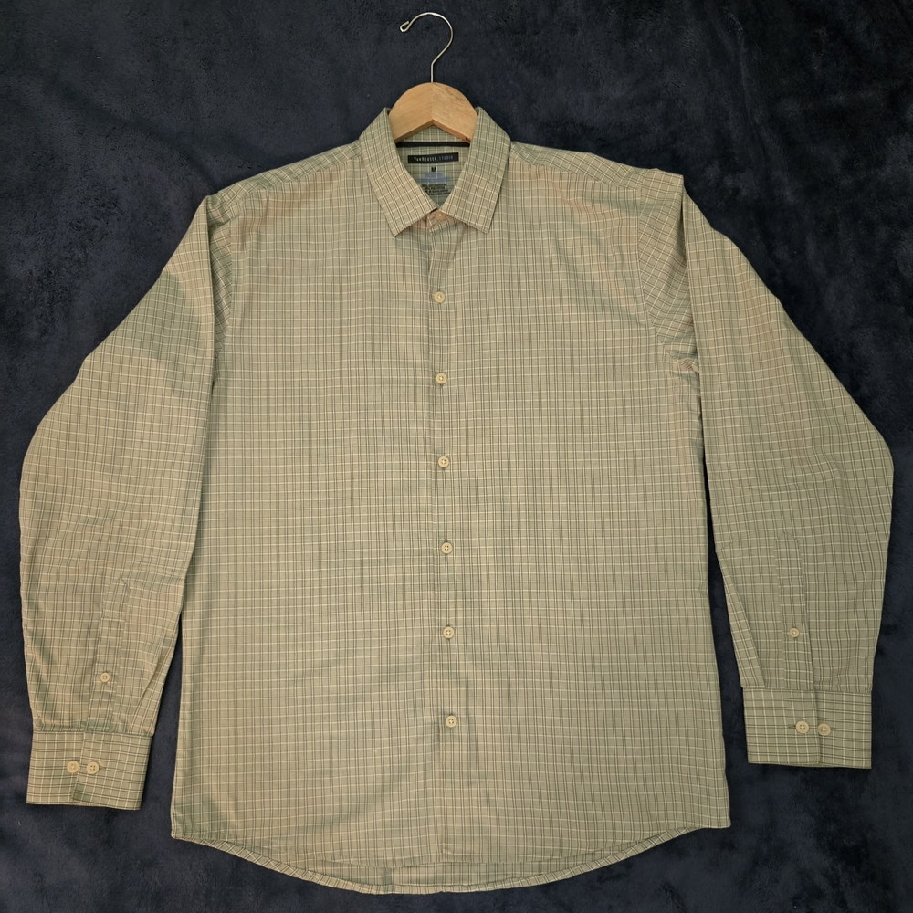 Van Heusen Green Slim Fit Button Down Long Sleeve Shirt
